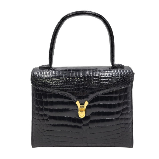 【中古品】【レディース】 USED CROCODILE HAND BAG ハンドバッグ カバン 鞄 188-250909-as-02-izu カラー：ブラック 万代Net店