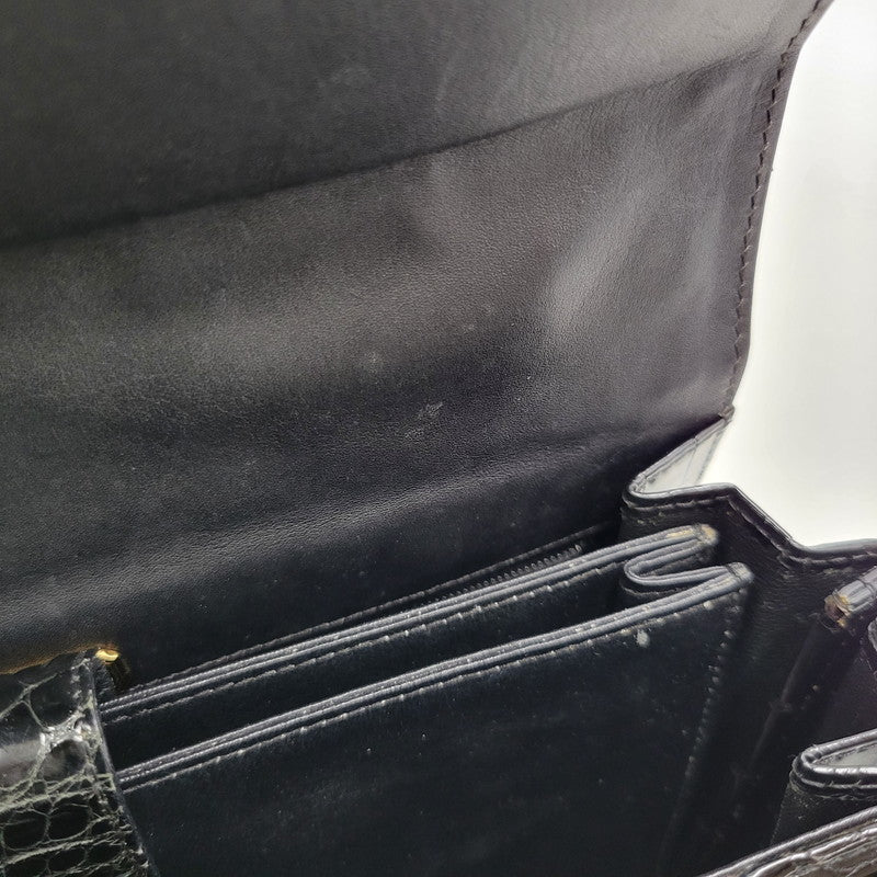 【中古品】【レディース】 USED CROCODILE HAND BAG ハンドバッグ カバン 鞄 188-250909-as-02-izu カラー：ブラック 万代Net店