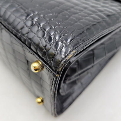 【中古品】【レディース】 USED CROCODILE HAND BAG ハンドバッグ カバン 鞄 188-250909-as-02-izu カラー：ブラック 万代Net店