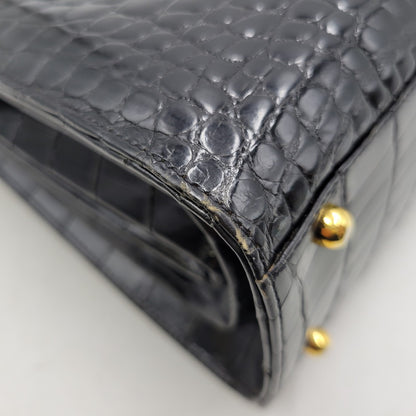 【中古品】【レディース】 USED CROCODILE HAND BAG ハンドバッグ カバン 鞄 188-250909-as-02-izu カラー：ブラック 万代Net店