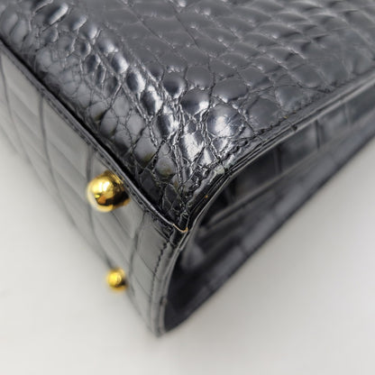 【中古品】【レディース】 USED CROCODILE HAND BAG ハンドバッグ カバン 鞄 188-250909-as-02-izu カラー：ブラック 万代Net店