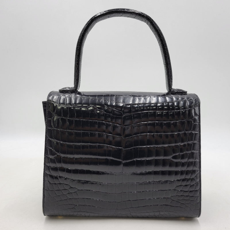 【中古品】【レディース】 USED CROCODILE HAND BAG ハンドバッグ カバン 鞄 188-250909-as-02-izu カラー：ブラック 万代Net店