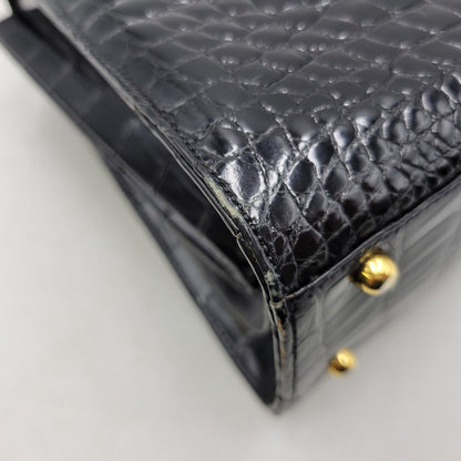 【中古品】【レディース】 USED CROCODILE HAND BAG ハンドバッグ カバン 鞄 188-250909-as-02-izu カラー：ブラック 万代Net店