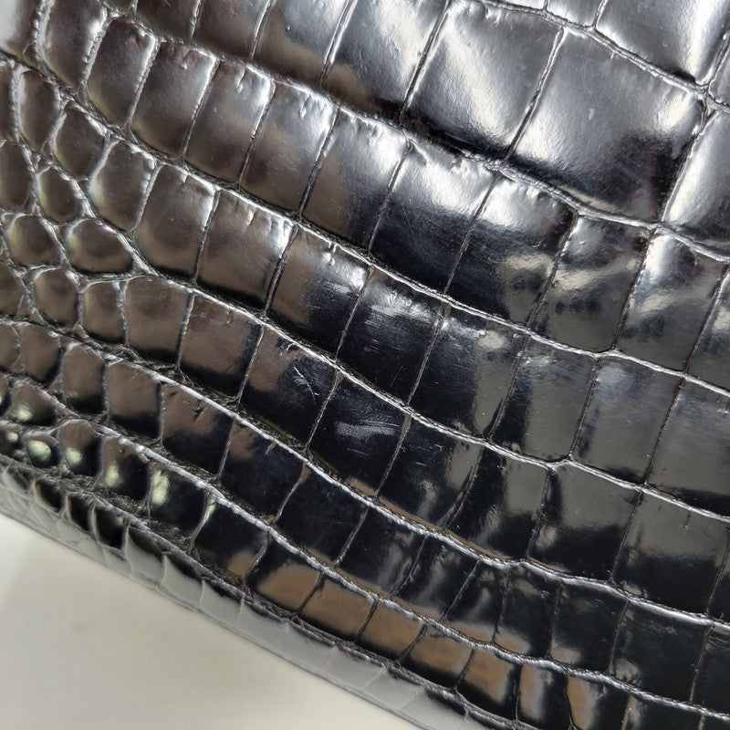 【中古品】【レディース】 USED CROCODILE HAND BAG ハンドバッグ カバン 鞄 188-250909-as-02-izu カラー：ブラック 万代Net店