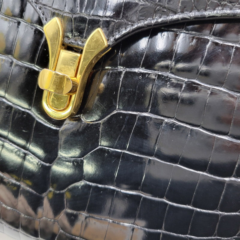 【中古品】【レディース】 USED CROCODILE HAND BAG ハンドバッグ カバン 鞄 188-250909-as-02-izu カラー：ブラック 万代Net店