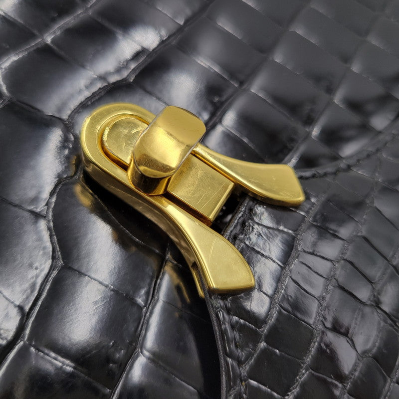 【中古品】【レディース】 USED CROCODILE HAND BAG ハンドバッグ カバン 鞄 188-250909-as-02-izu カラー：ブラック 万代Net店