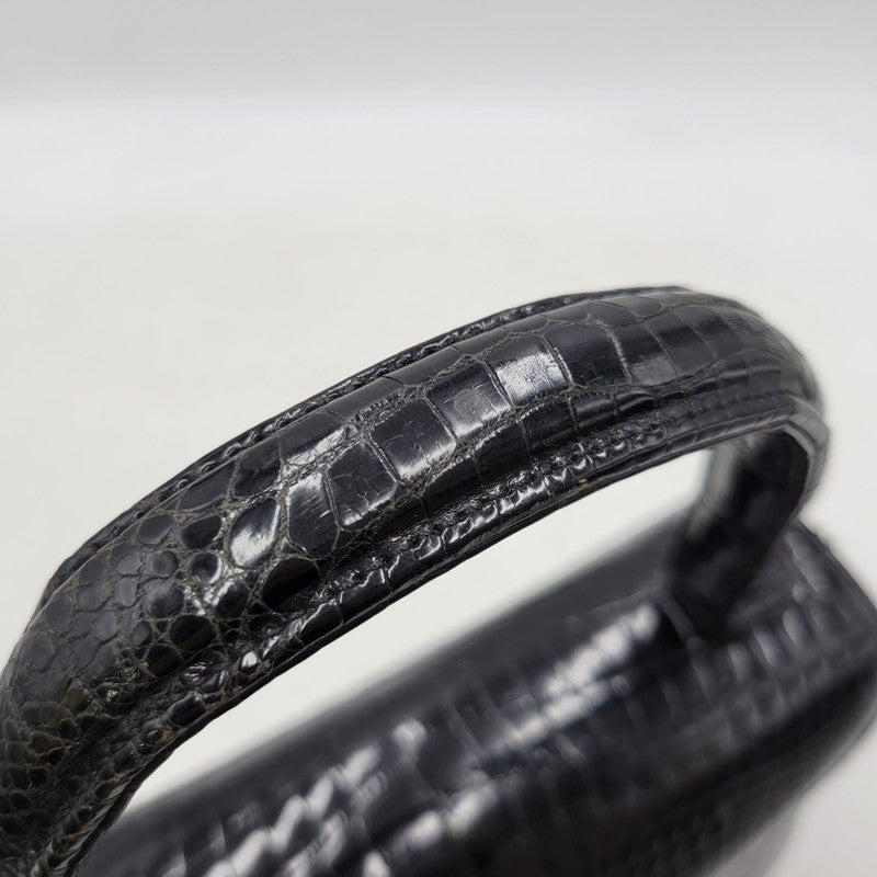 【中古品】【レディース】 USED CROCODILE HAND BAG ハンドバッグ カバン 鞄 188-250909-as-02-izu カラー：ブラック 万代Net店