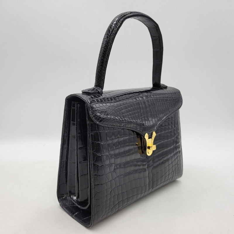 【中古品】【レディース】 USED CROCODILE HAND BAG ハンドバッグ カバン 鞄 188-250909-as-02-izu カラー：ブラック 万代Net店