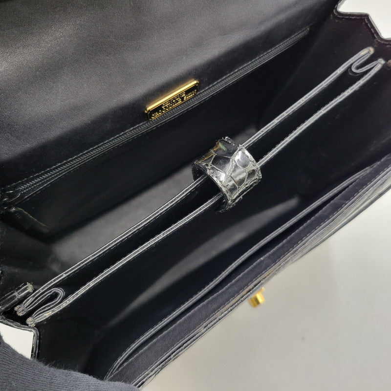 【中古品】【レディース】 USED CROCODILE HAND BAG ハンドバッグ カバン 鞄 188-250909-as-02-izu カラー：ブラック 万代Net店