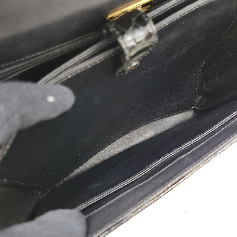 【中古品】【レディース】 USED CROCODILE HAND BAG ハンドバッグ カバン 鞄 188-250909-as-02-izu カラー：ブラック 万代Net店