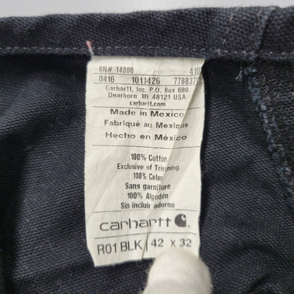 【中古品】【メンズ】 Carhartt カーハート R01 BLK メキシコ製 DOUBLE KNEE DUCK OVERALLS ダブルニー ダック オーバーオール 157-250831-rk-24-izu サイズ：42×32 カラー：ブラック 万代Net店