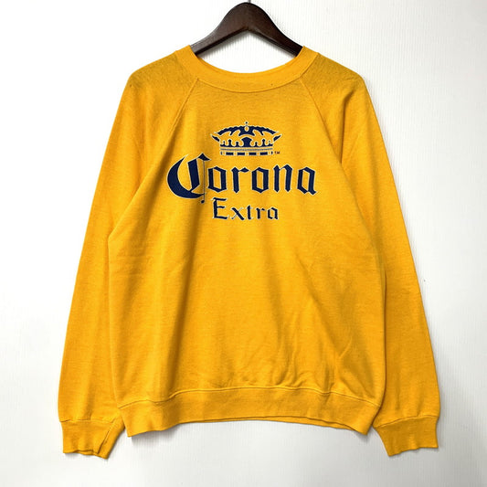 【中古品】【メンズ】 HANES ヘインズ USA製 青タグ CORONA EXTRA コロナ エキストラ SWEATSHIRT スウェットシャツ トップス 長袖 トレーナー 146-250907-ya-01-izu サイズ：L カラー：イエロー 万代Net店