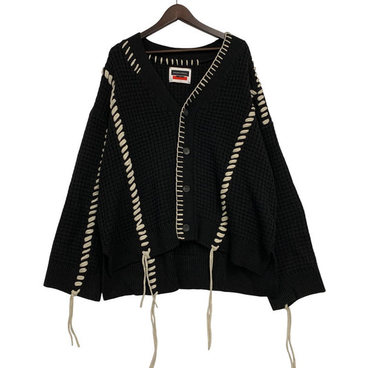 【中古品】【メンズ】 MAISON SPECIAL メゾン スペシャル CRAZY STITCH EMBROIDERY PRIME-OVER V-NECK CARDIGAN 11212361340 鬼ワッフル クレイジーステッチ プライムオーバー Vネック カーディガン 140-250904-as-11-izu サイズ：M カラー：ブラック 万代Net店