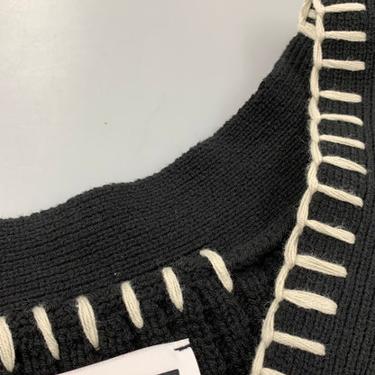 【中古品】【メンズ】 MAISON SPECIAL メゾン スペシャル CRAZY STITCH EMBROIDERY PRIME-OVER V-NECK CARDIGAN 11212361340 鬼ワッフル クレイジーステッチ プライムオーバー Vネック カーディガン 140-250904-as-11-izu サイズ：M カラー：ブラック 万代Net店