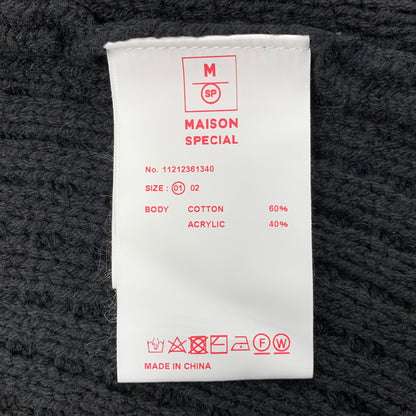 【中古品】【メンズ】 MAISON SPECIAL メゾン スペシャル CRAZY STITCH EMBROIDERY PRIME-OVER V-NECK CARDIGAN 11212361340 鬼ワッフル クレイジーステッチ プライムオーバー Vネック カーディガン 140-250904-as-11-izu サイズ：M カラー：ブラック 万代Net店