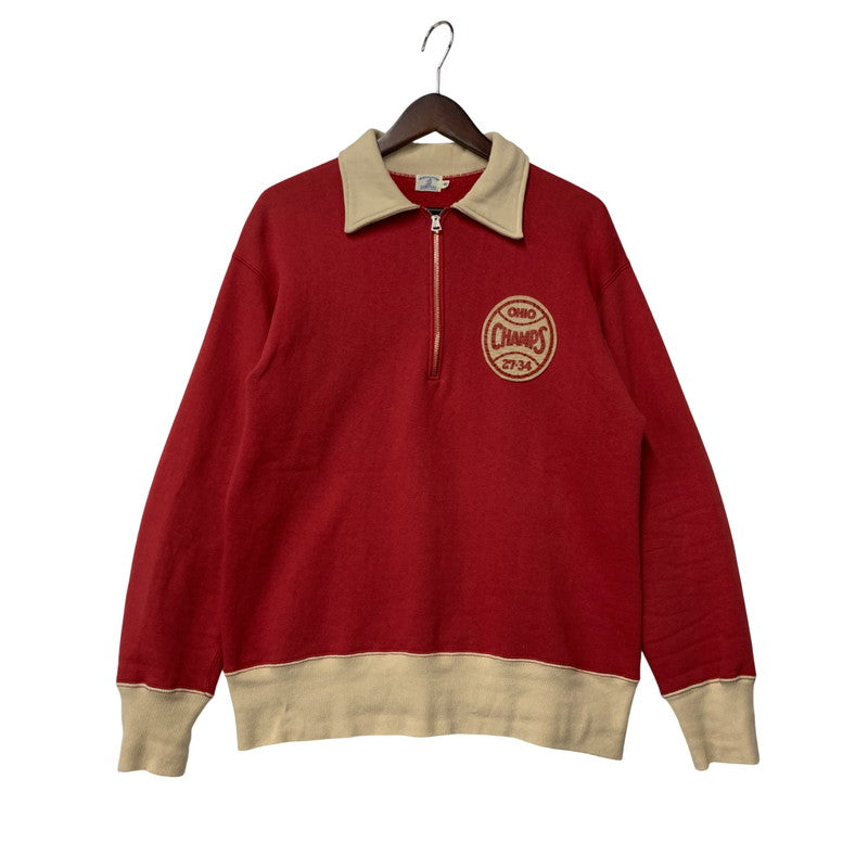 【中古品】【メンズ】 WAREHOUSE ウエアハウス HALF ZIP SWEATSHIRT ハーフジップ スウェットシャツ 長袖 トップス 145-250901-as-21-izu サイズ：40 カラー：レッド 万代Net店