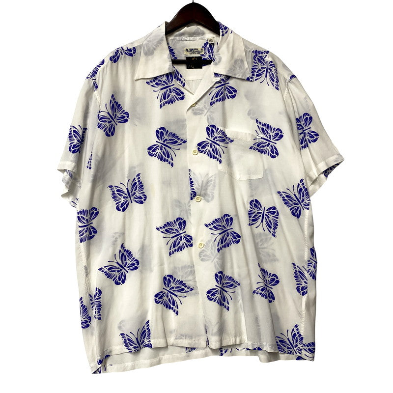【中古品】【メンズ】 NEEDLES×SUN SURF ニードルス×サンサーフ 11-01-1316-086 21SS BUTTERFLY ALOHA SS SHIRT バタフライアロハショートスリーブシャツ トップス 半袖 140-250902-ma-05-izu サイズ：L カラー：WHITE 万代Net店