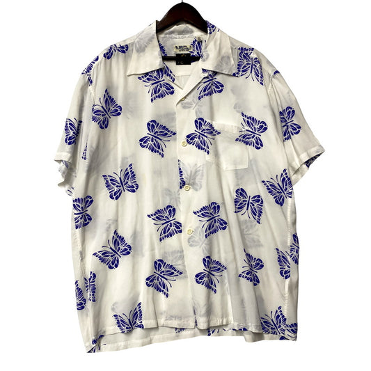 【中古品】【メンズ】 NEEDLES×SUN SURF ニードルス×サンサーフ 11-01-1316-086 21SS BUTTERFLY ALOHA SS SHIRT バタフライアロハショートスリーブシャツ トップス 半袖 140-250902-ma-05-izu サイズ：L カラー：WHITE 万代Net店