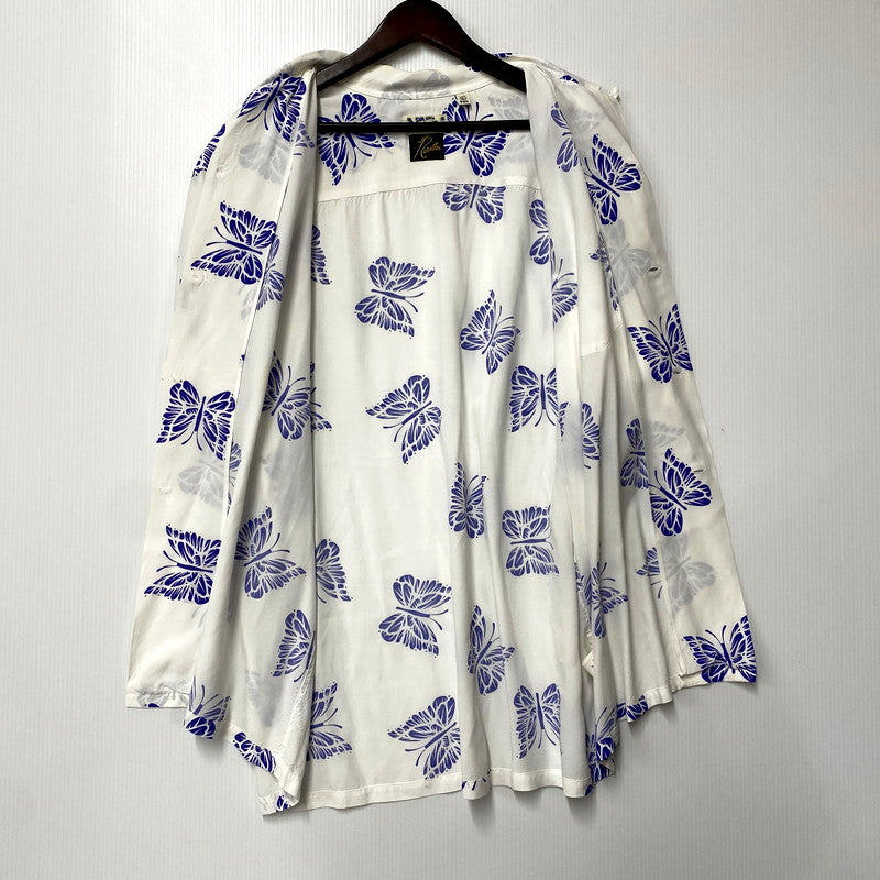 【中古品】【メンズ】 NEEDLES×SUN SURF ニードルス×サンサーフ 11-01-1316-086 21SS BUTTERFLY ALOHA SS SHIRT バタフライアロハショートスリーブシャツ トップス 半袖 140-250902-ma-05-izu サイズ：L カラー：WHITE 万代Net店