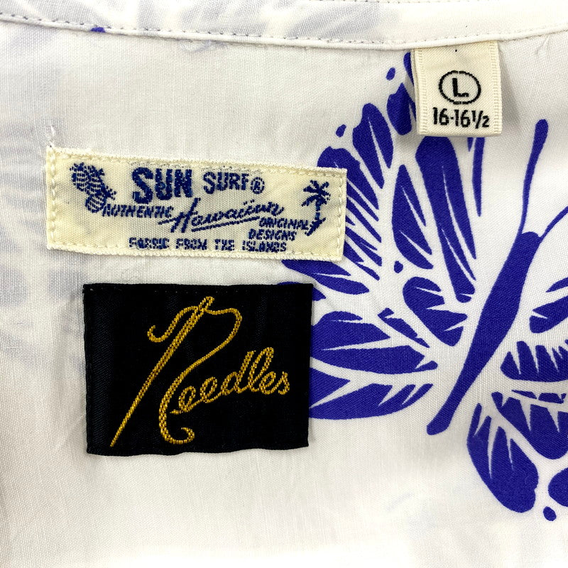 【中古品】【メンズ】 NEEDLES×SUN SURF ニードルス×サンサーフ 11-01-1316-086 21SS BUTTERFLY ALOHA SS SHIRT バタフライアロハショートスリーブシャツ トップス 半袖 140-250902-ma-05-izu サイズ：L カラー：WHITE 万代Net店