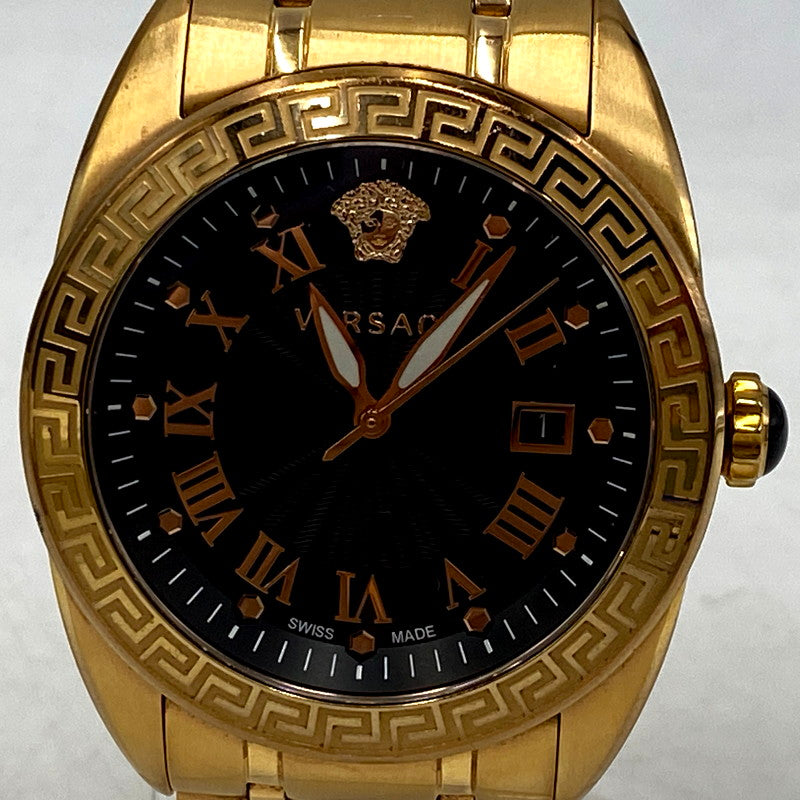 【中古品】【メンズ/レディース】 VERSACE ヴェルサーチ VFE201009663289 黒文字盤 V-SPORT II CHRONOGRAPH クロノグラフ 腕時計 197-250901-ya-05-izu カラー：ブラック×ゴールド 万代Net店
