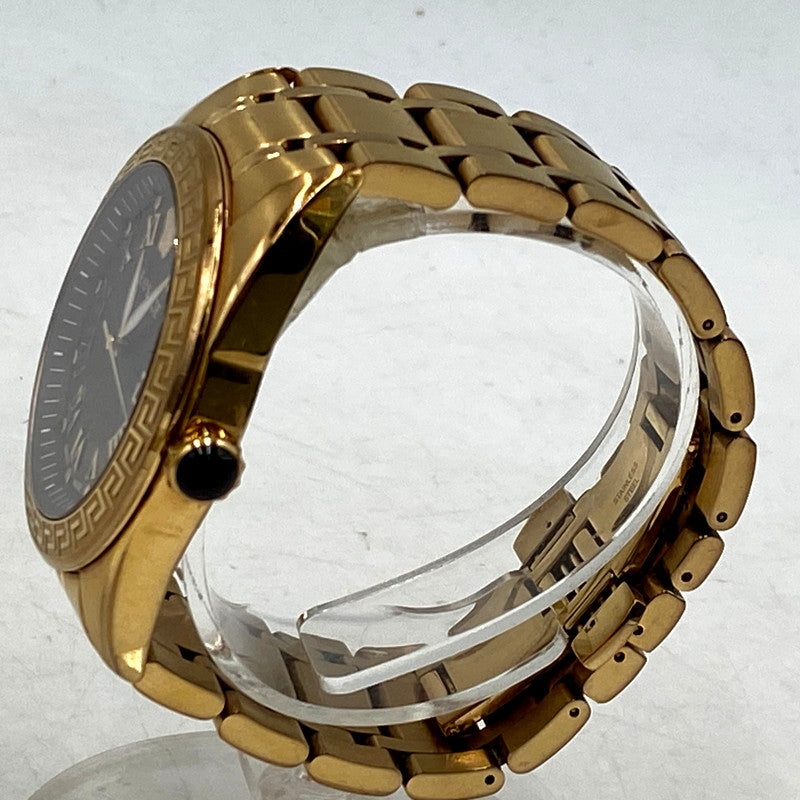【中古品】【メンズ/レディース】 VERSACE ヴェルサーチ VFE201009663289 黒文字盤 V-SPORT II CHRONOGRAPH クロノグラフ 腕時計 197-250901-ya-05-izu カラー：ブラック×ゴールド 万代Net店
