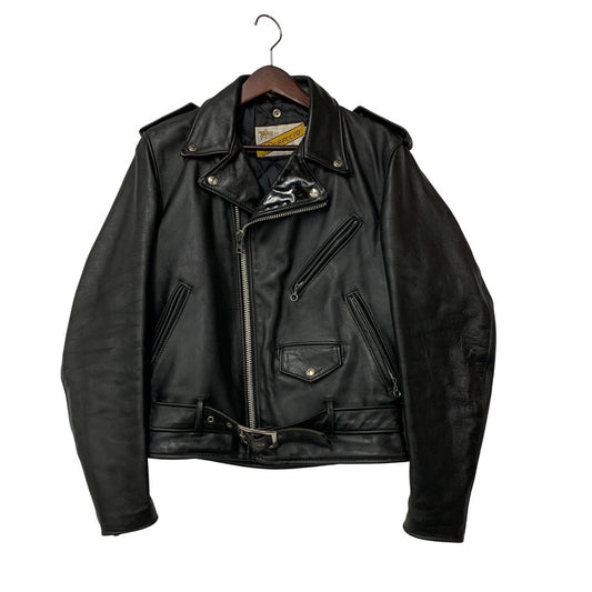 【中古品】【メンズ】 schott ショット LEATHER DOUBLE RIDERS JACKET レザー ダブル ライダース ジャケット USA製 バイカータグ アウター 145-250901-as-16-izu サイズ：36 カラー：ブラック 万代Net店