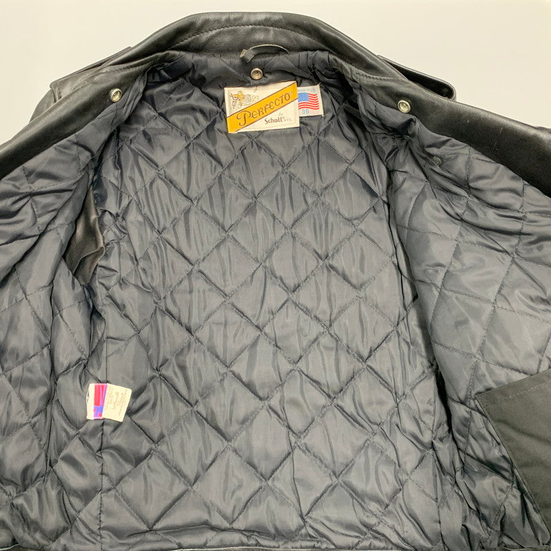 【中古品】【メンズ】 schott ショット LEATHER DOUBLE RIDERS JACKET レザー ダブル ライダース ジャケット USA製 バイカータグ アウター 145-250901-as-16-izu サイズ：36 カラー：ブラック 万代Net店