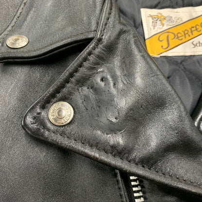 【中古品】【メンズ】 schott ショット LEATHER DOUBLE RIDERS JACKET レザー ダブル ライダース ジャケット USA製 バイカータグ アウター 145-250901-as-16-izu サイズ：36 カラー：ブラック 万代Net店