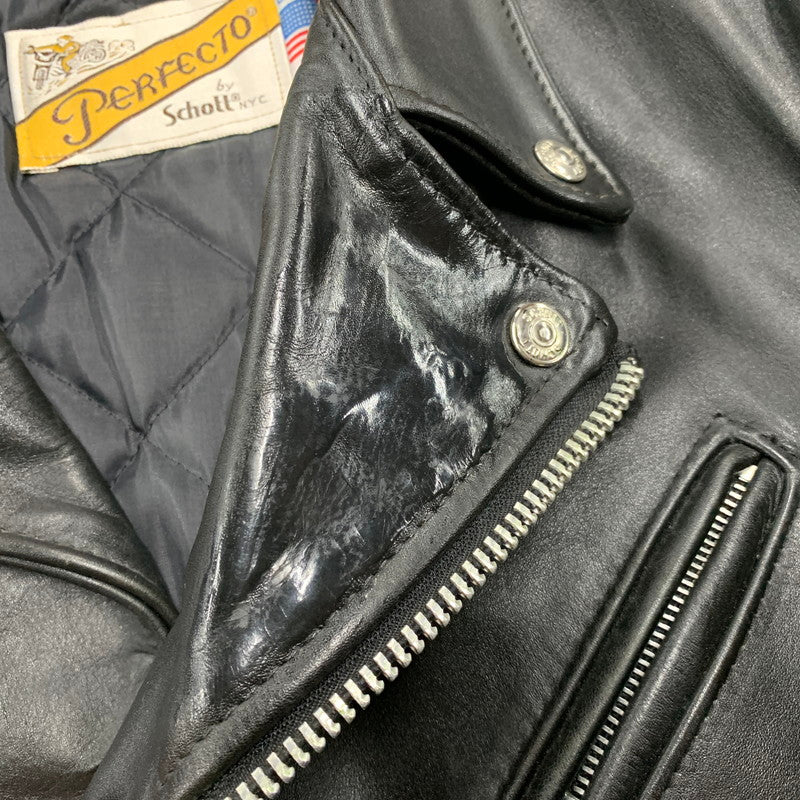 【中古品】【メンズ】 schott ショット LEATHER DOUBLE RIDERS JACKET レザー ダブル ライダース ジャケット USA製 バイカータグ アウター 145-250901-as-16-izu サイズ：36 カラー：ブラック 万代Net店