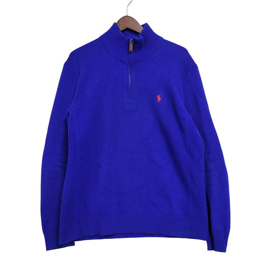 【中古品】【メンズ】 Polo by Ralph Lauren ポロバイラルフローレン HALF-ZIP KNIT SWEATER ハーフジップ ニットセーター トップス 長袖 147-250910-ma-17-izu サイズ：L カラー：BLUE 万代Net店