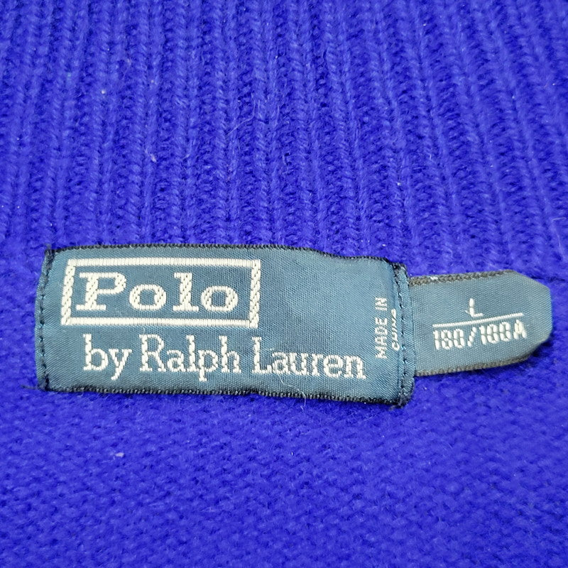 【中古品】【メンズ】 Polo by Ralph Lauren ポロバイラルフローレン HALF-ZIP KNIT SWEATER ハーフジップ ニットセーター トップス 長袖 147-250910-ma-17-izu サイズ：L カラー：BLUE 万代Net店