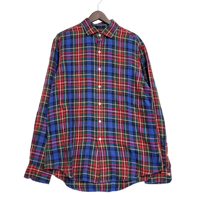 【中古品】【メンズ】 POLO RALPH LAUREN ポロ・ラルフローレン 710590859001 MULTI CHECK LS LINEN SHIRT マルチチェックロングスリーブリネンシャツ トップス 長袖 147-250910-ma-16-izu サイズ：L カラー：マルチ 万代Net店