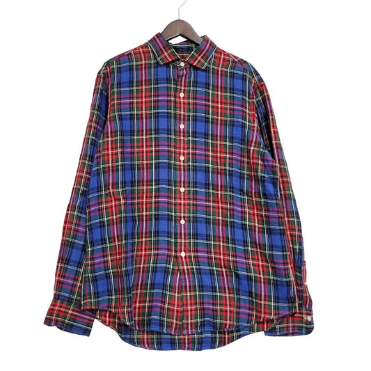 【中古品】【メンズ】 POLO RALPH LAUREN ポロ・ラルフローレン 710590859001 MULTI CHECK LS LINEN SHIRT マルチチェックロングスリーブリネンシャツ トップス 長袖 147-250910-ma-16-izu サイズ：L カラー：マルチ 万代Net店