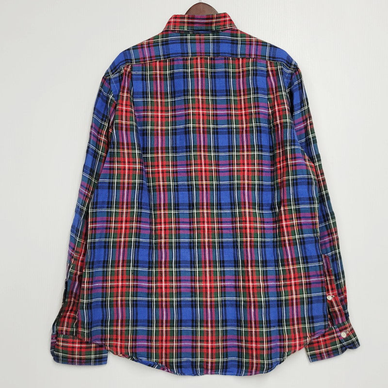 【中古品】【メンズ】 POLO RALPH LAUREN ポロ・ラルフローレン 710590859001 MULTI CHECK LS LINEN SHIRT マルチチェックロングスリーブリネンシャツ トップス 長袖 147-250910-ma-16-izu サイズ：L カラー：マルチ 万代Net店