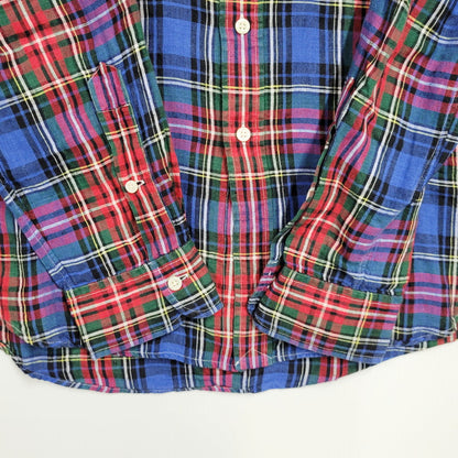 【中古品】【メンズ】 POLO RALPH LAUREN ポロ・ラルフローレン 710590859001 MULTI CHECK LS LINEN SHIRT マルチチェックロングスリーブリネンシャツ トップス 長袖 147-250910-ma-16-izu サイズ：L カラー：マルチ 万代Net店
