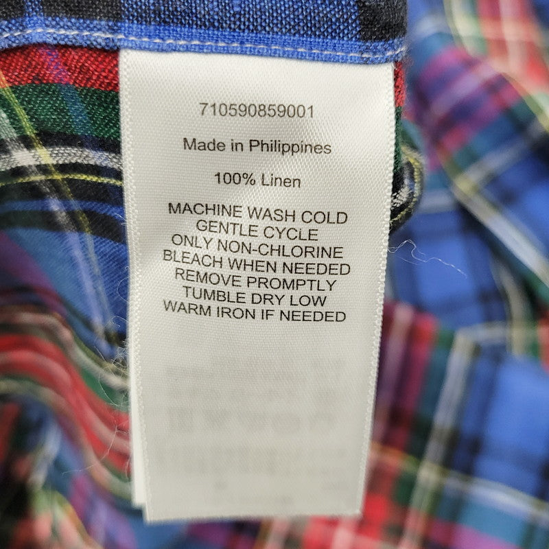 【中古品】【メンズ】 POLO RALPH LAUREN ポロ・ラルフローレン 710590859001 MULTI CHECK LS LINEN SHIRT マルチチェックロングスリーブリネンシャツ トップス 長袖 147-250910-ma-16-izu サイズ：L カラー：マルチ 万代Net店