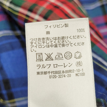 【中古品】【メンズ】 POLO RALPH LAUREN ポロ・ラルフローレン 710590859001 MULTI CHECK LS LINEN SHIRT マルチチェックロングスリーブリネンシャツ トップス 長袖 147-250910-ma-16-izu サイズ：L カラー：マルチ 万代Net店
