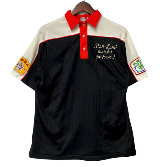 【中古品】【メンズ】 HILTON ヒルトン USA製 70S WAPPEN CUSTOM BOWLING SS SHIRT 70年代 ワッペンカスタムボウリングショートスリーブシャツ トップス 半袖 146-250903-ma-06-izu サイズ：42 カラー：ブラック系 万代Net店
