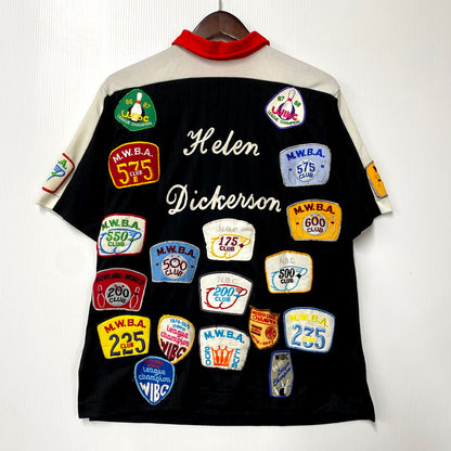 【中古品】【メンズ】 HILTON ヒルトン USA製 70S WAPPEN CUSTOM BOWLING SS SHIRT 70年代 ワッペンカスタムボウリングショートスリーブシャツ トップス 半袖 146-250903-ma-06-izu サイズ：42 カラー：ブラック系 万代Net店