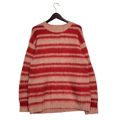 【中古品】【レディース】 POPPY ポピー BORDER LOOSE KNIT ボーダー ルーズ ニット 長袖 トップス 168-250909-as-16-izu サイズ：F カラー：レッド×ピンク 万代Net店