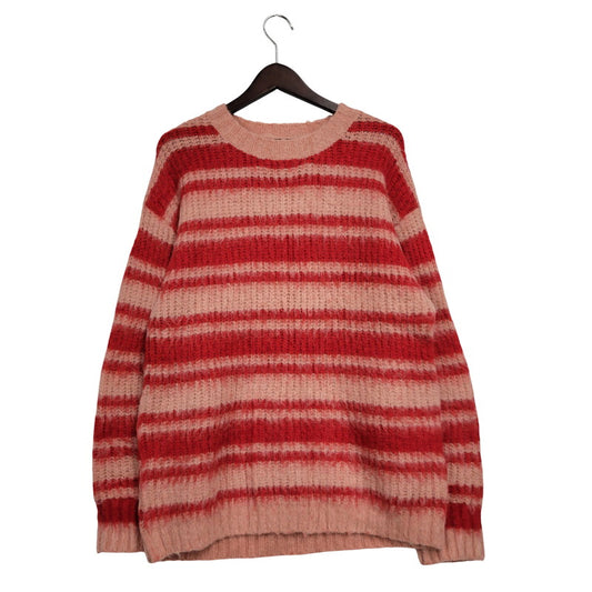 【中古品】【レディース】 POPPY ポピー BORDER LOOSE KNIT ボーダー ルーズ ニット 長袖 トップス 168-250909-as-16-izu サイズ：F カラー：レッド×ピンク 万代Net店