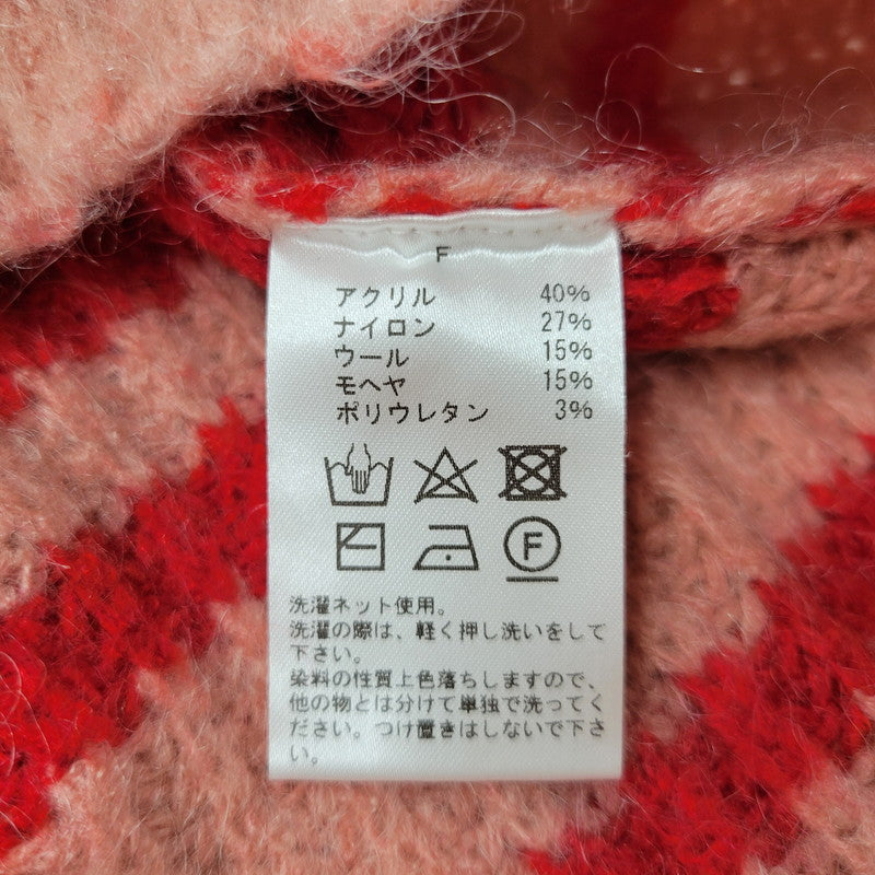 【中古品】【レディース】 POPPY ポピー BORDER LOOSE KNIT ボーダー ルーズ ニット 長袖 トップス 168-250909-as-16-izu サイズ：F カラー：レッド×ピンク 万代Net店