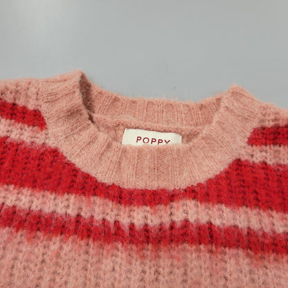 【中古品】【レディース】 POPPY ポピー BORDER LOOSE KNIT ボーダー ルーズ ニット 長袖 トップス 168-250909-as-16-izu サイズ：F カラー：レッド×ピンク 万代Net店