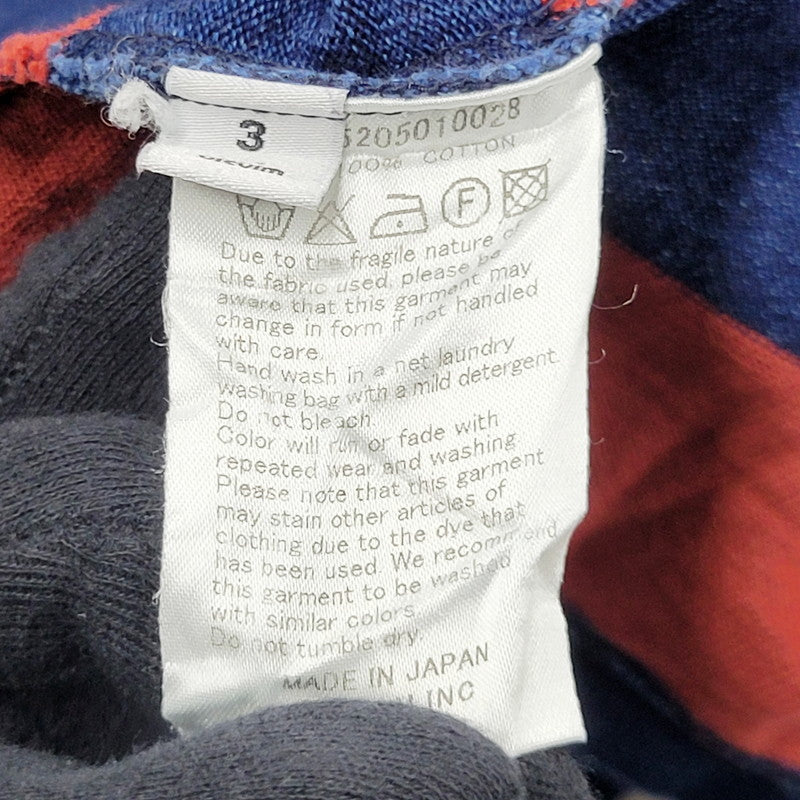 【中古品】【メンズ】 VISVIM ビズビム 0115205010028 SS BIG BORDER TEE ショートスリーブ ビッグボーダーT トップス 半袖 140-250910-ma-05-izu サイズ：3 カラー：インディゴ×レッド 万代Net店