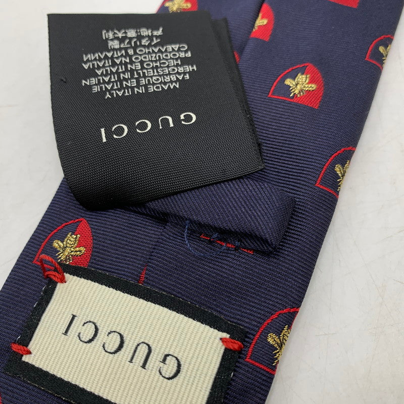【中古品】【メンズ】 EMBLEM BEE NECKTIE エンブレム ミツバチ ネクタイ 183-250904-rk-06-izu カラー：ネイビー 万代Net店