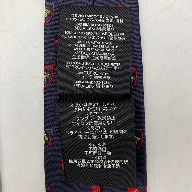 【中古品】【メンズ】 EMBLEM BEE NECKTIE エンブレム ミツバチ ネクタイ 183-250904-rk-06-izu カラー：ネイビー 万代Net店