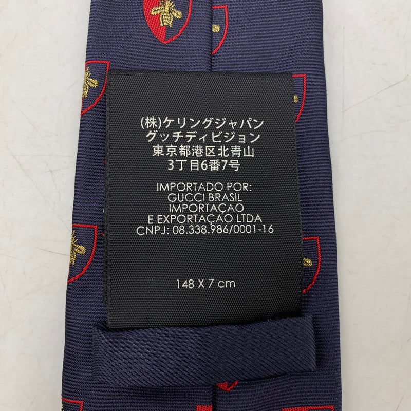 【中古品】【メンズ】 EMBLEM BEE NECKTIE エンブレム ミツバチ ネクタイ 183-250904-rk-06-izu カラー：ネイビー 万代Net店