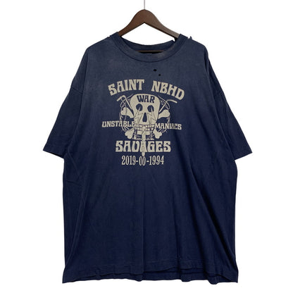 【中古品】【メンズ】 SAINT MICHAEL セントマイケル × NEIGHBORHOOD ネイバーフッド STHD.SS TEE SM-HR8-0000-C71 ショートスリーブ Tシャツ 半袖 トップス 142-250904-as-08-izu サイズ：XXL カラー：ネイビー 万代Net店