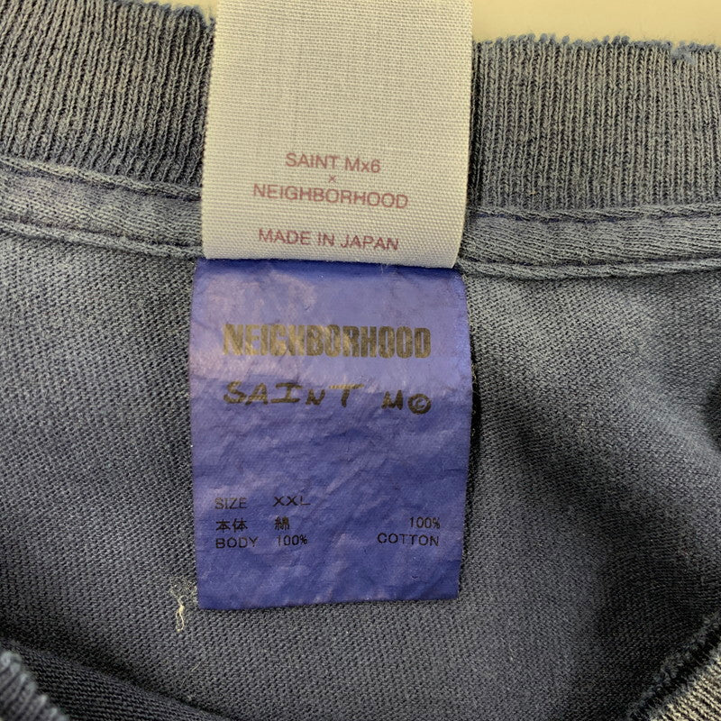 【中古品】【メンズ】 SAINT MICHAEL セントマイケル × NEIGHBORHOOD ネイバーフッド STHD.SS TEE SM-HR8-0000-C71 ショートスリーブ Tシャツ 半袖 トップス 142-250904-as-08-izu サイズ：XXL カラー：ネイビー 万代Net店